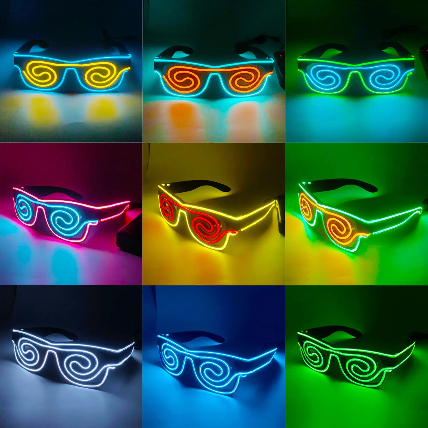 10pcs LED Luminous Wire Glasses Glow Party Light Decoration DJ Night Club Costume Sunglasses Cosplay Birthday Wedding