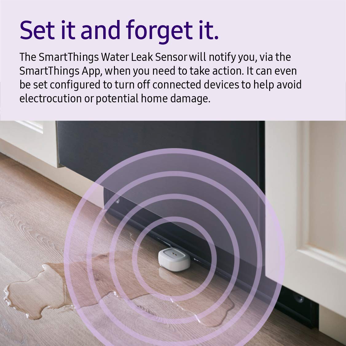 Smart Things Water Leak Sensor - Automate Lights Siren For Alert ZigBee Accessory to Smart Things Hub White