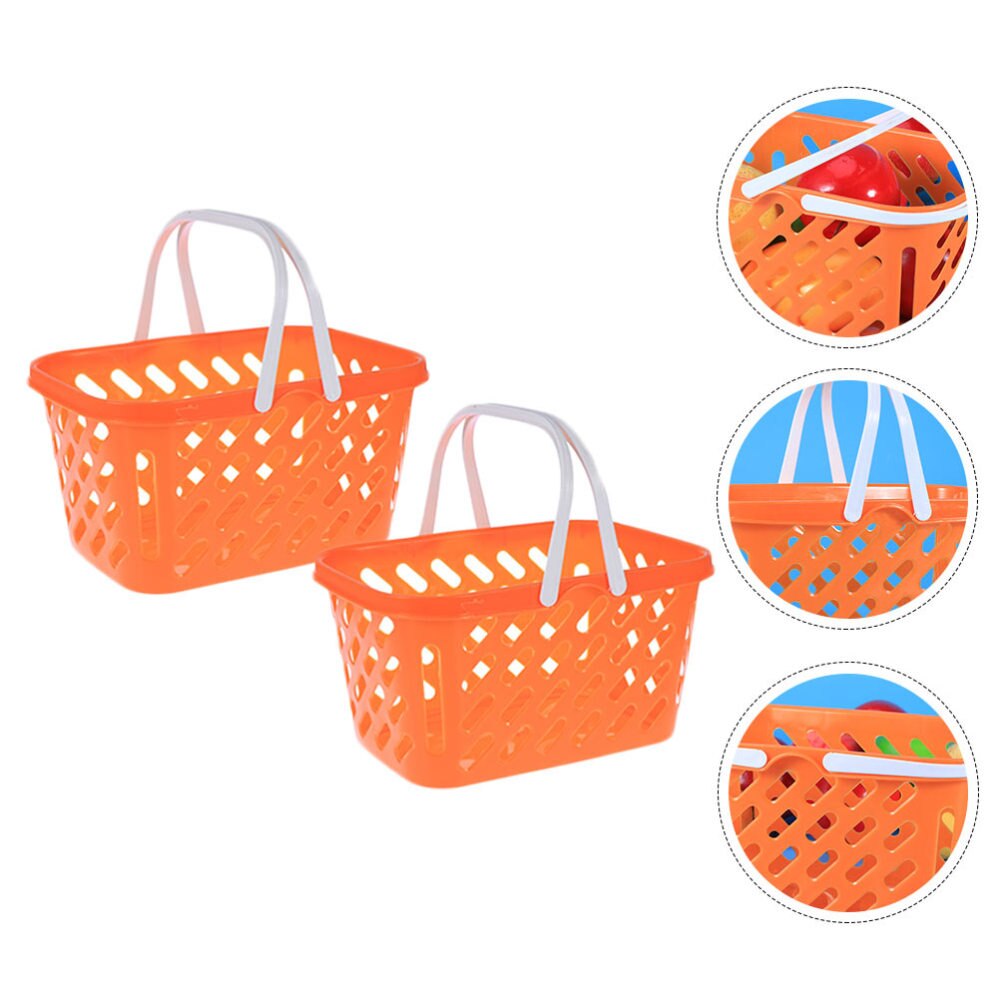 2pcs Grocery Baskets Portable Premium Orange Basket Shopping Basket for Bathroom: Default Title