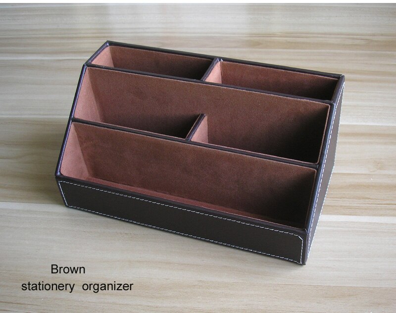 4PCS/set PU leather wood office desk organizer stationery holder organizer material de oficina y escritorio brown black K219