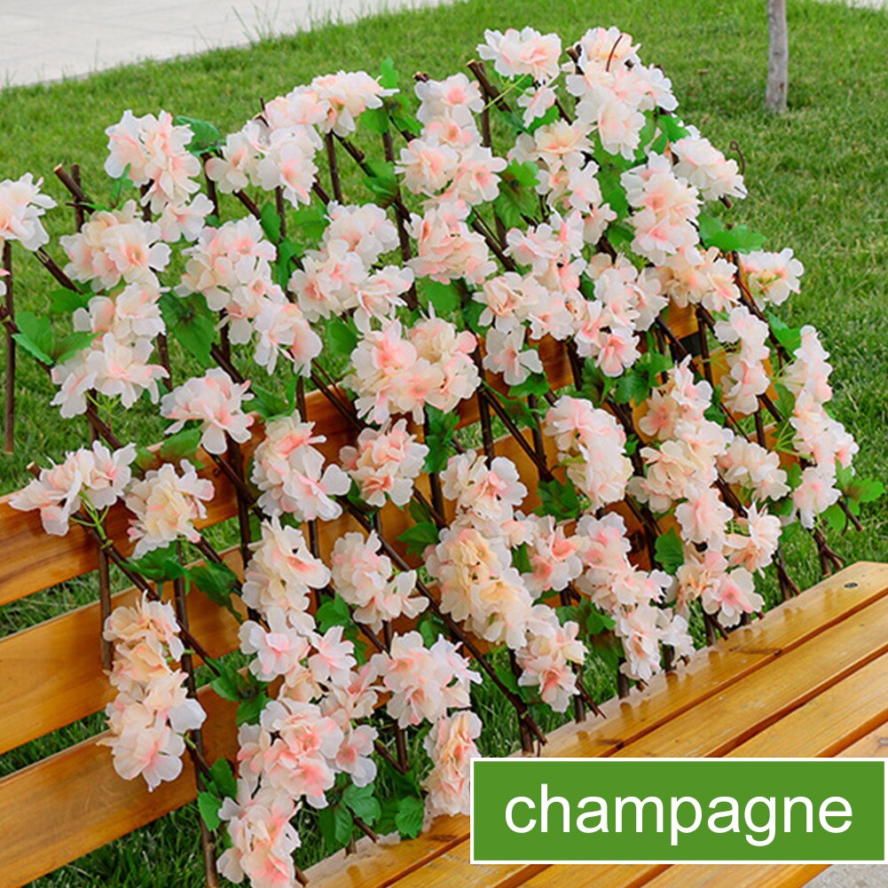 Indoor Home Trellis Privacy Screen Expandable Fence Garden Screening Greenhouse Gate Artificial Flower Leaves Balconies