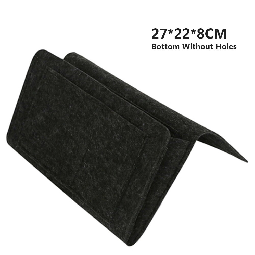 Bedside Hanging Storage Organizer Bed Storage Bag Pocket Felt Dorm Room Book Magazine TV Remote Caddy Bunk Holder ForSofa Table: Black 1 no hole