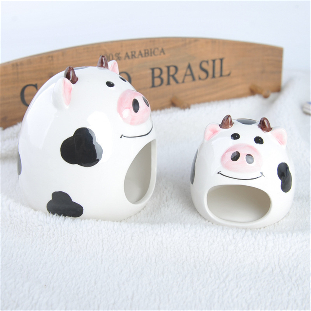Cute Hamster Ceramics Nest Cartoon Cow Mini Pet Bed for Summer Small Pets Cooling Shed House Rats Guniea Pig Hamster Cage