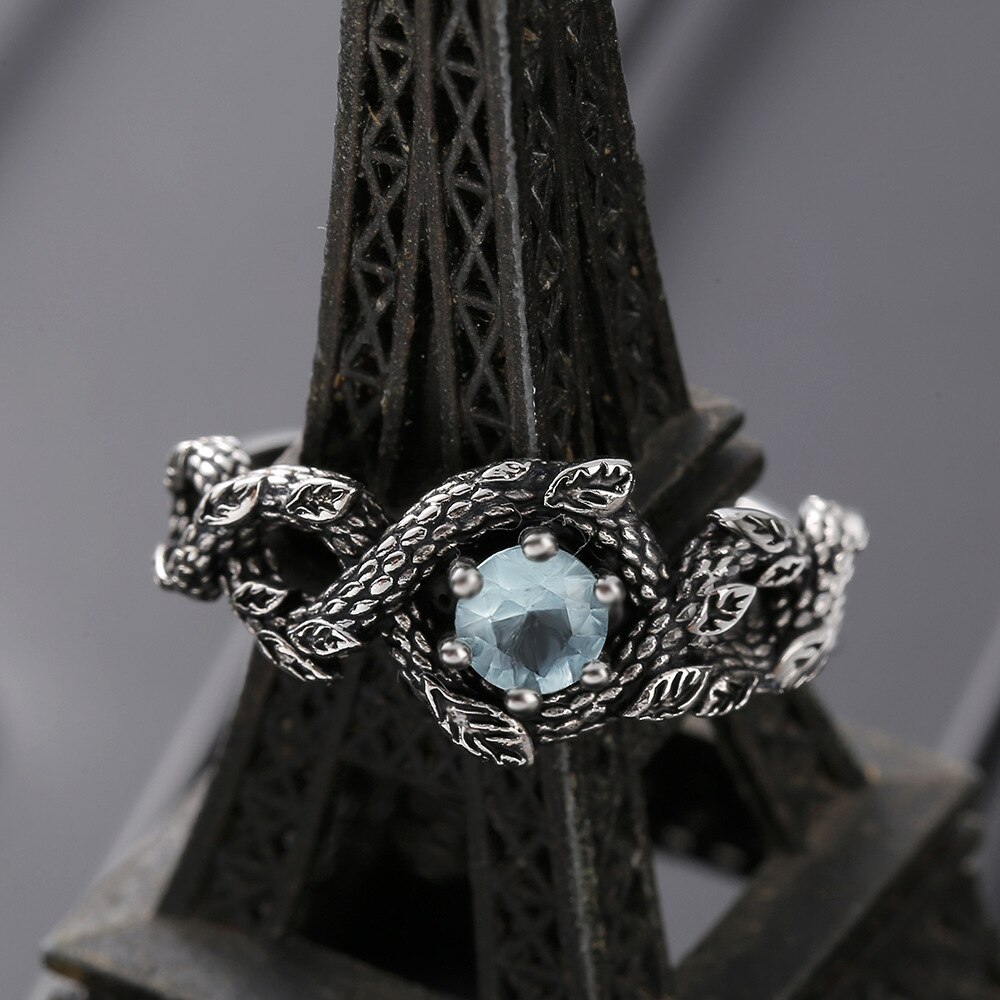 Charme Weibliche Runde Kristall Stein Ring Punk gotisch Stil Schwarz Gold Ringe Für Frauen Luxus Hochzeit Engagement Ring Schmuck