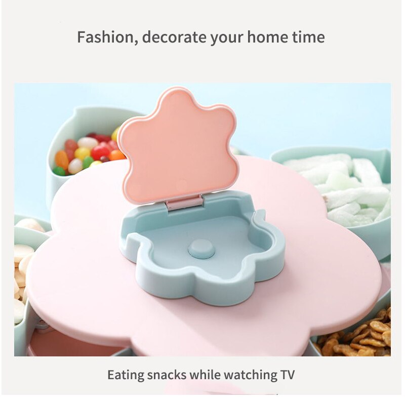 Hartelijke Shining Woonkamer Decoratieve Bonbondoos Bloem Dubbele Laag Plastic Spin Thuis Moer Opbergdoos