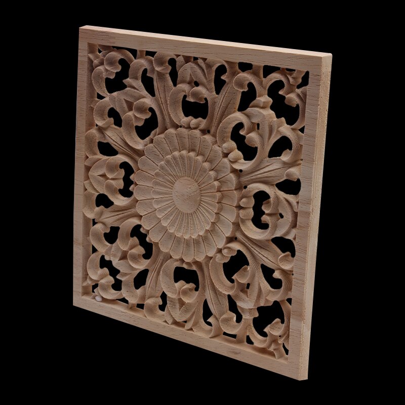 Decoración Ornamental exquisito Natural largo Grande Oval flor muebles de madera paredes gabinete apliques de madera Calcomanía para madera Onlay