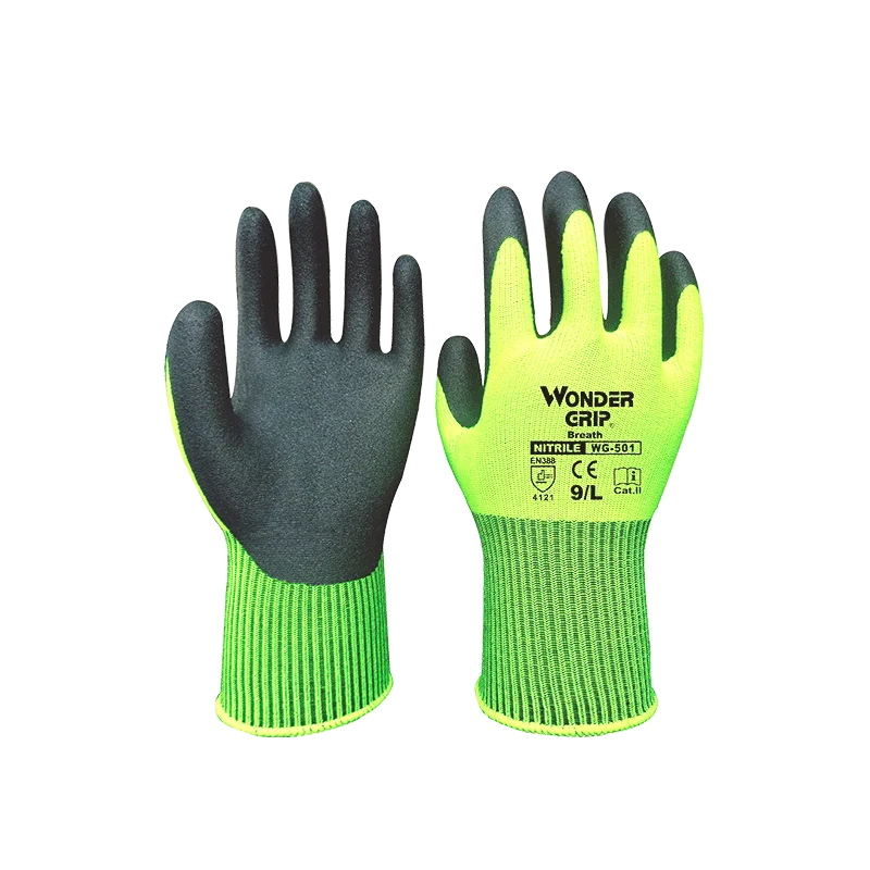 Wunder griff Bau handschuhe Klempner rot Nylons chale schwarz Nitril Sand beschichtung Arbeits sicherheits handschuhe Männer Arbeits handschuhe: Grün / S