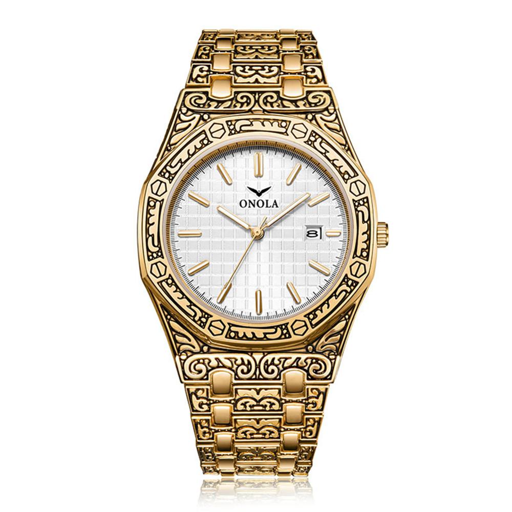 Se herre se berømte luksusure herre klassiske bånd guldure til mænd reloj hombre montre homme: Guld hvid