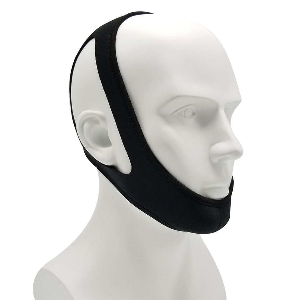 Cinturón de soporte para la Apnea del sueño, correas de soporte para la barbilla para la noche, antirronquidos, correa para la barbilla, herramientas de cuidado para dejar de roncar, belleza de estiramiento facial,: Black