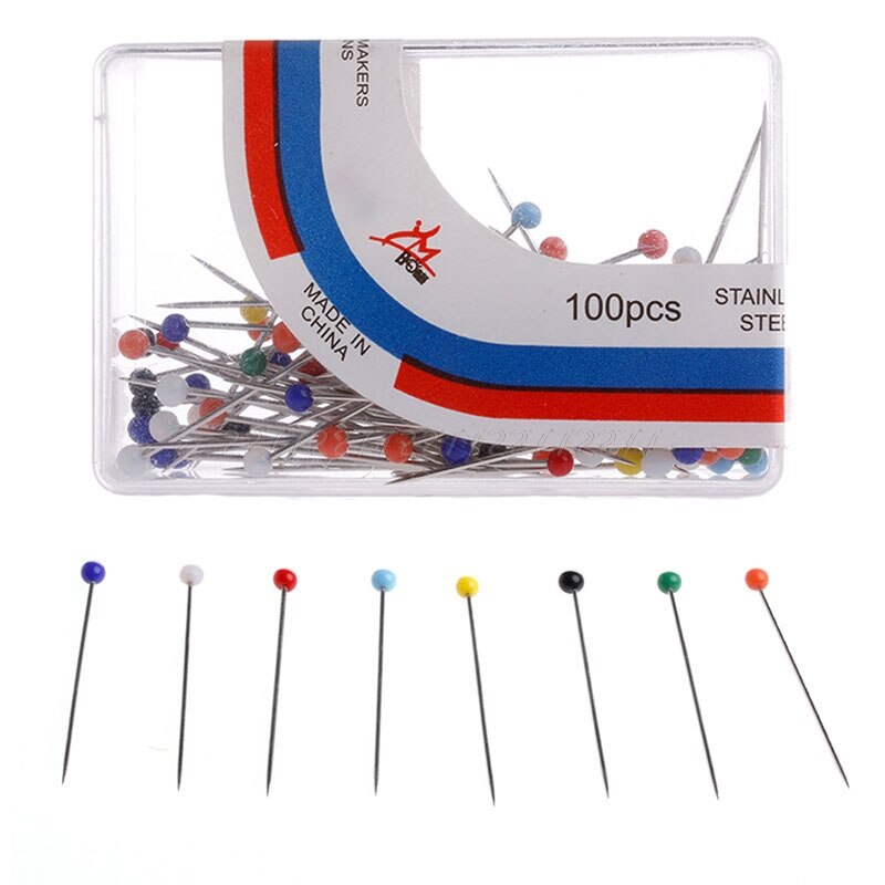 100 Stuks Gekleurde Plastic Ronde Parel Hoofd Pins Naaister Tailor Dressmaking Craft