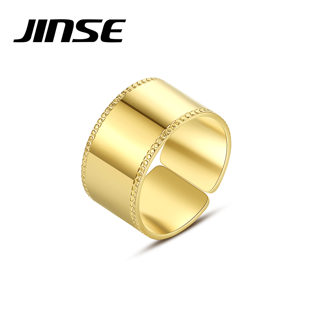 Jinse Mode Verstelbare Rvs Ringen Voor Vrouwen Wedding Engagement Sieraden Trendy Smooth Gold Metal Open Anel