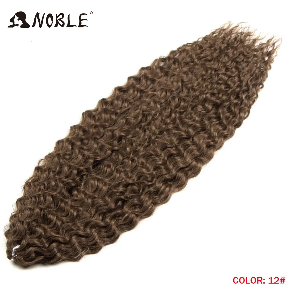 Extensiones de cabello trenzado de onda profunda sintética, pelo rizado de ganchillo, giro de pelo Noble, 24 pulgadas, resistente al calor: #12
