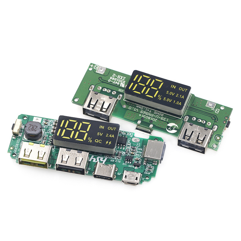 Cargador de batería de litio, Placa de protección de circuito, USB Dual LED, 5V, 2.4A, Micro/tipo-c, Banco de energía móvil, módulo de carga 18650