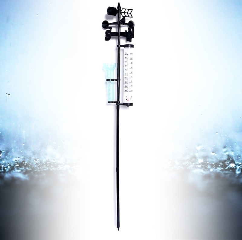 Ogrodowa stacja pogodowa na zewnątrz meteorologiczna miarka narzędzie wiatrowskaz