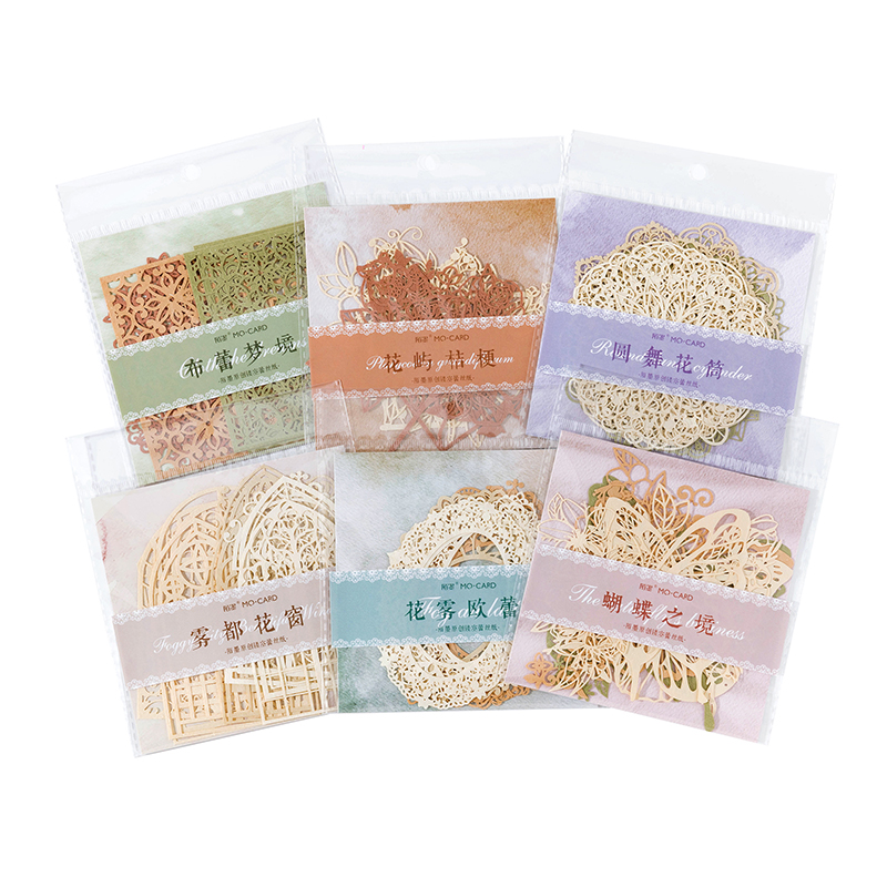 10 Pcs Ins Kant Materiaal Papier Uitgeholde Vlinder Bloemen Decoratieve Scrapbooking Dagboek Album Hand Gemaakt Collage Achtergrond Papier