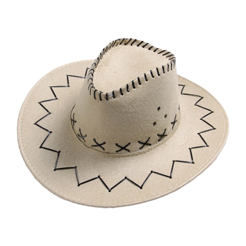 Vintage Western Cowboy Hat Suede Fabric Basin Hat Wide Brim Jazz Hat Outdoor Sun Protection for Hiking Camping Riding: Adult gray