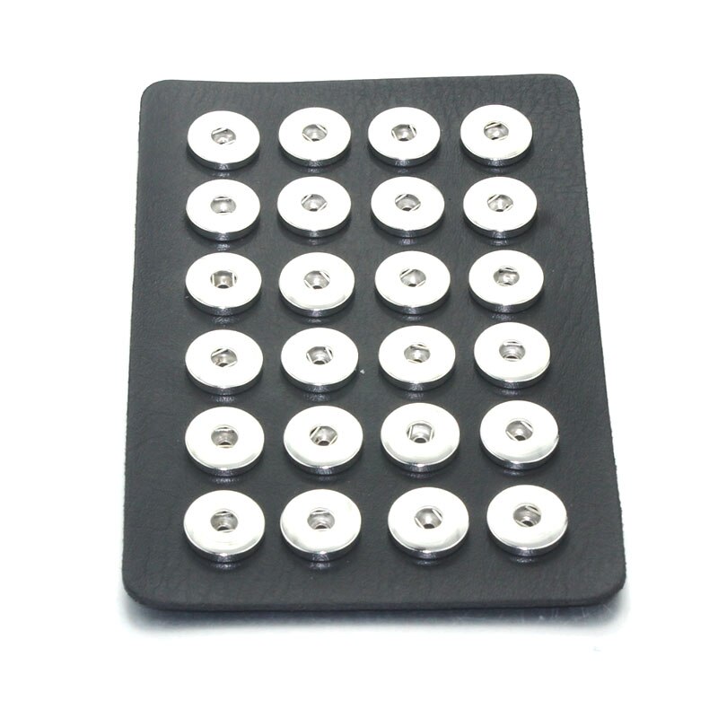 snapp smykker 18mm trykkknapp vise 10 farger svart skinn snapp vise til 24 stk smykker vise holder 8089: Svart