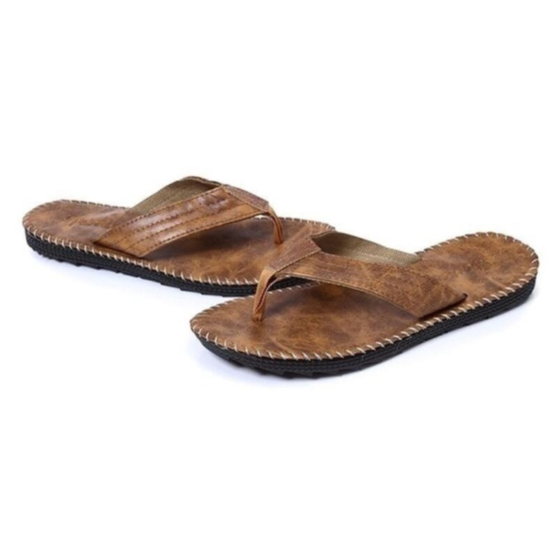 Décontracté Sideline pantoufles hommes tongs été britannique vent sandales antidérapant fond épais talon plat chaussures de plage: Camel / 40