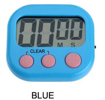 Minuterie de cuisine magnétique LCD, compte à rebours numérique, alarme avec support, minuteur de cuisine blanc, horloge de cuisson pratique: BLUE