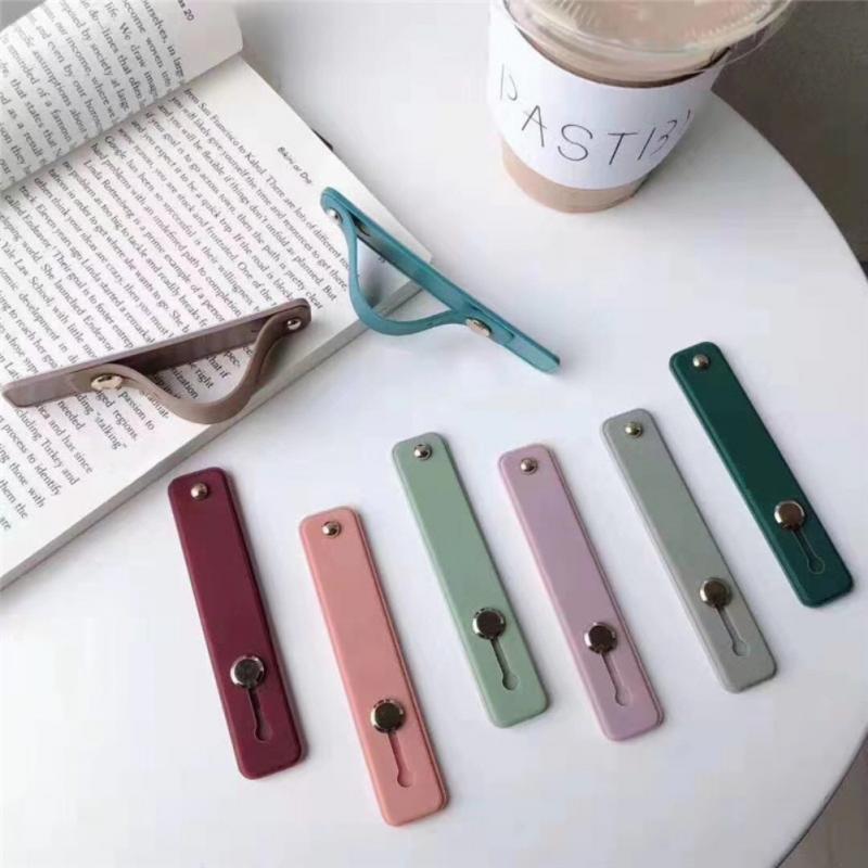 Universal Silicone Mobile Phone Hand Band Finger Ring Holder Anti Wristband Strap Push Pull Grip Stand Candy Color Bracket