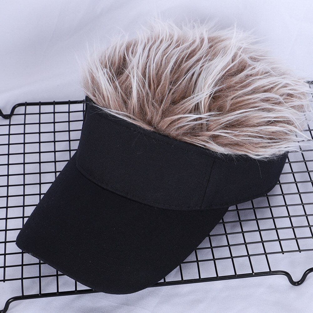 Men Women Casual Concise Sunshade Adjustable Sun Visor Baseball Cap With Spiked Hairs Wig Baseball Hat With Spiked Wigs