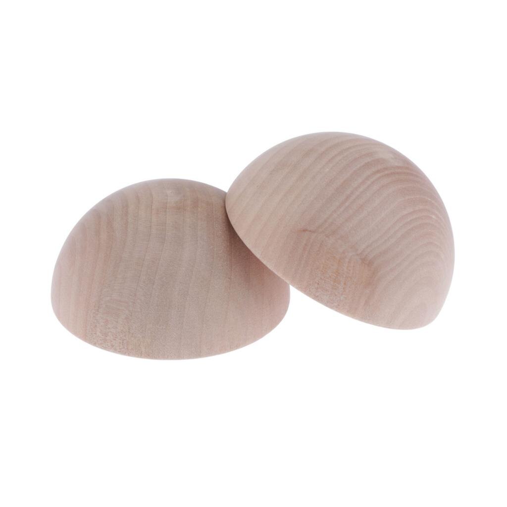 2pcs 7.5 centimetri Blocco di Legno Naturale Unfinished Mezza Sfera di Legno Del Mestiere Per Bambini FAI DA TE Giocattolo