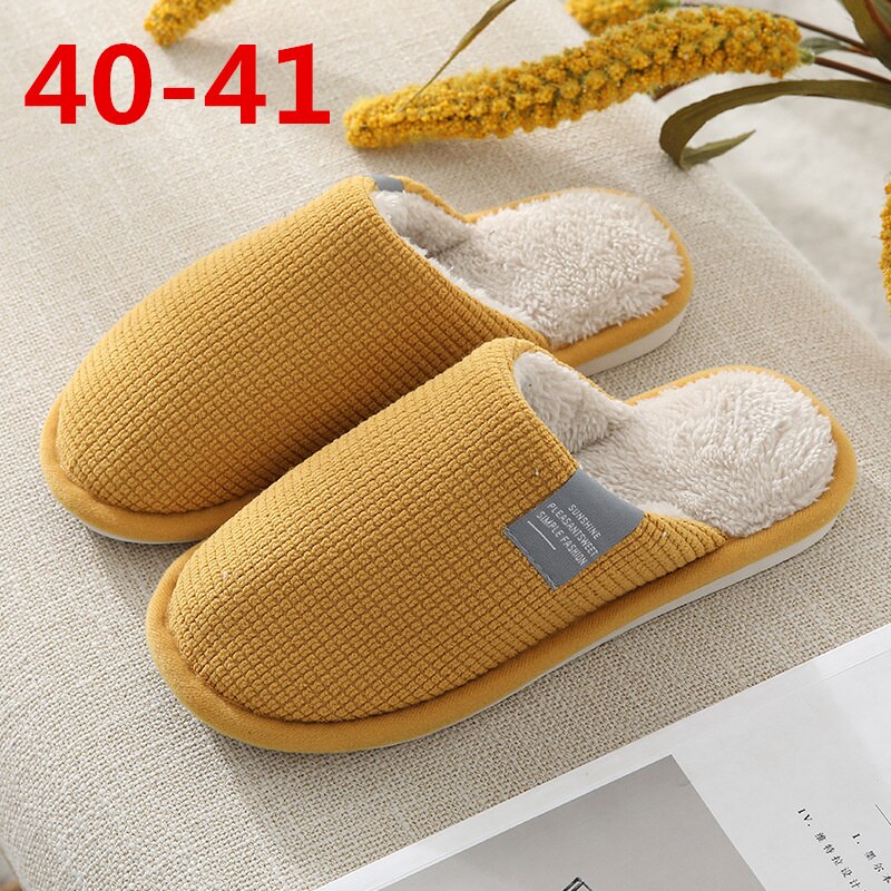 Xiaomi Cotton Slippers Couple Winter Warm Slippers Male Home Indoor Non-slip Platform Slippers for Women Men: Yellow 40-41 