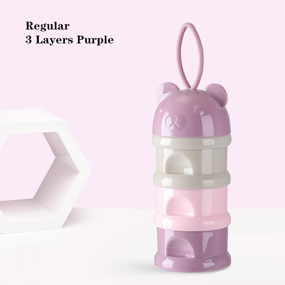 3/4Layer Bear Style Portable Baby Food Storag Box Multiple Openings Cereal Cartoon Infant Milk Powder Box Toddle Snack Container: WHITE
