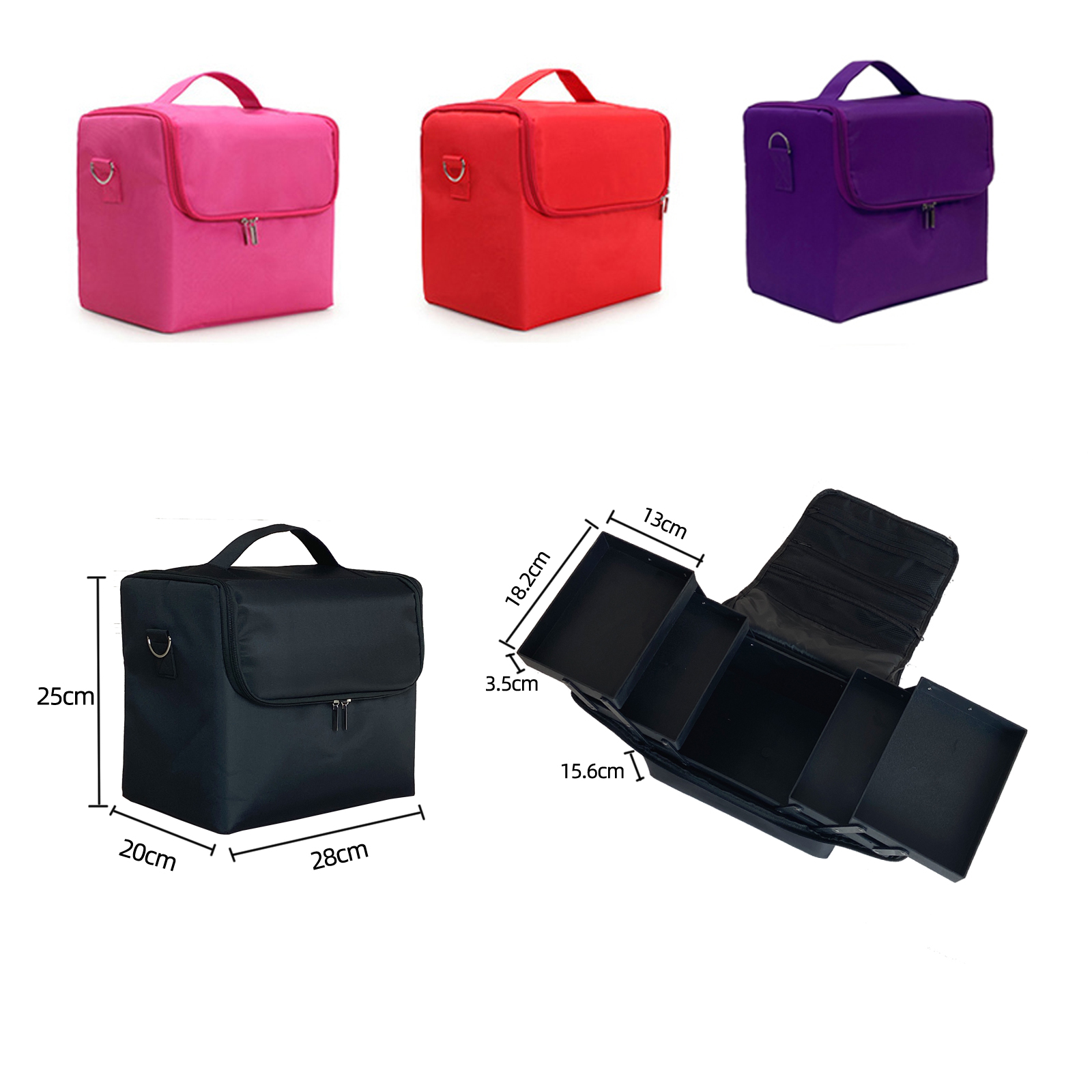 Multilayer Clapboard Cosmetic Bag Case Beauty Salon Tattoos Nail Art Tool Bin Women Makeup Organizer Large Capacity Bag