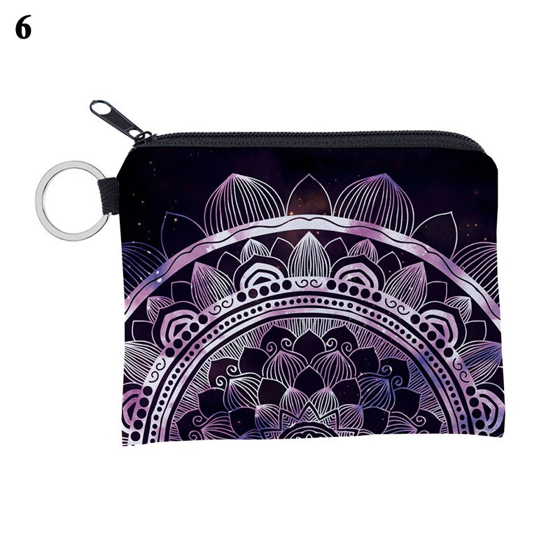 Mini Waterproof Purse Card Holder Wallet Portable Card Bag Multicolor Storage Pouch Key Case Coin Bags Mandala Pattern Pouch: 6