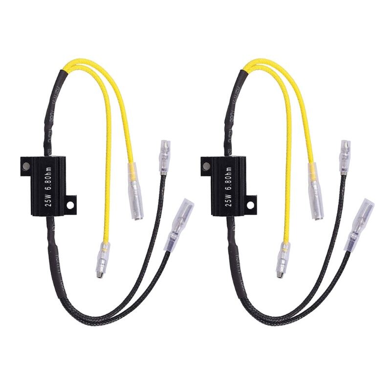 Resistencia de potencia para Moto, 1 par, resistencia de decodificación de carga para LED, Mini luz Flash de señal de giro, piezas de reparación, 25W, 6.8Ohm