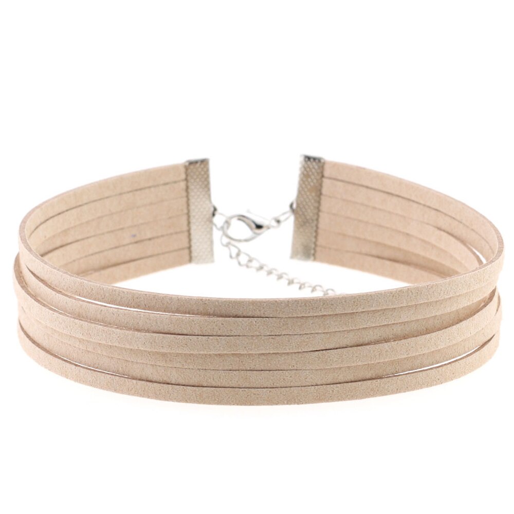 gotisch mehrschichtig Samt Halsband Einstellbar Kette Einfarbig Frauen -Punk Kurze Halskette Schlüsselbein Kette: beige