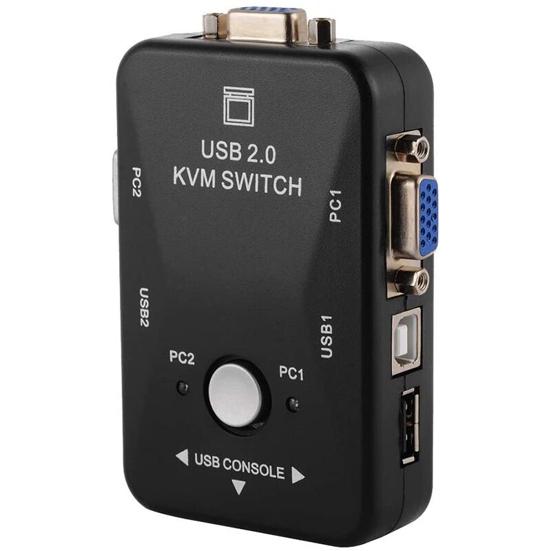 KVM VGA Switcher 2 Porte USB 2.0 KVM Switch Box Adattatore Ideale per PC Tastiera Mouse Scanner Stampante &amp; Più 1920x1440