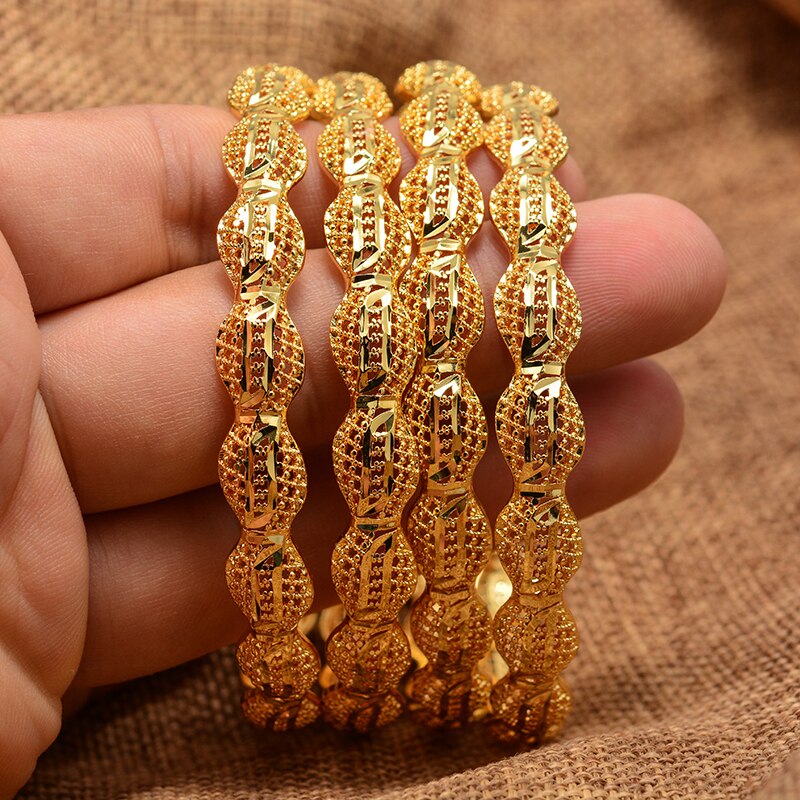 Dubai Arab Luxury Gold Color Jewelry Bangles for Women Ethiopian Bracelets Middle East African Party wedding