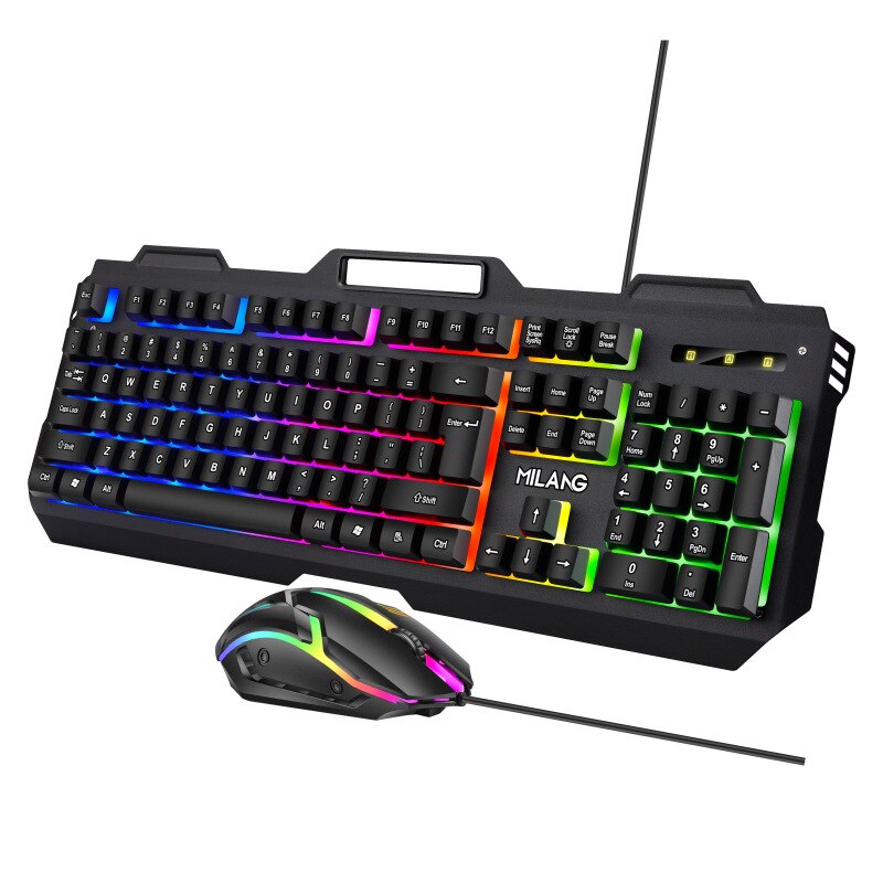 Mechanical Feel Gaming Keyboard Mouse Set Metal Iron Plate Floating Keycap USB Wired Colorful Luminous Keyboard for PC Gamer: P3C58Kit