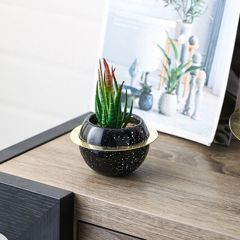 Non-porous Succulent Flower Pot Planet Flower Pot Home Desktop Decoration Ceramic Artificial Flower Pot For Balcony Decorations