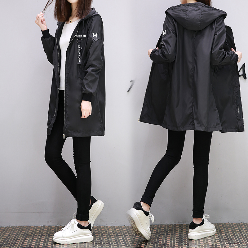 Trench-coat décontracté à manches longues et capuche pour femme, style militaire, mi-long, vert armée, casaco  lm028, printemps-automne