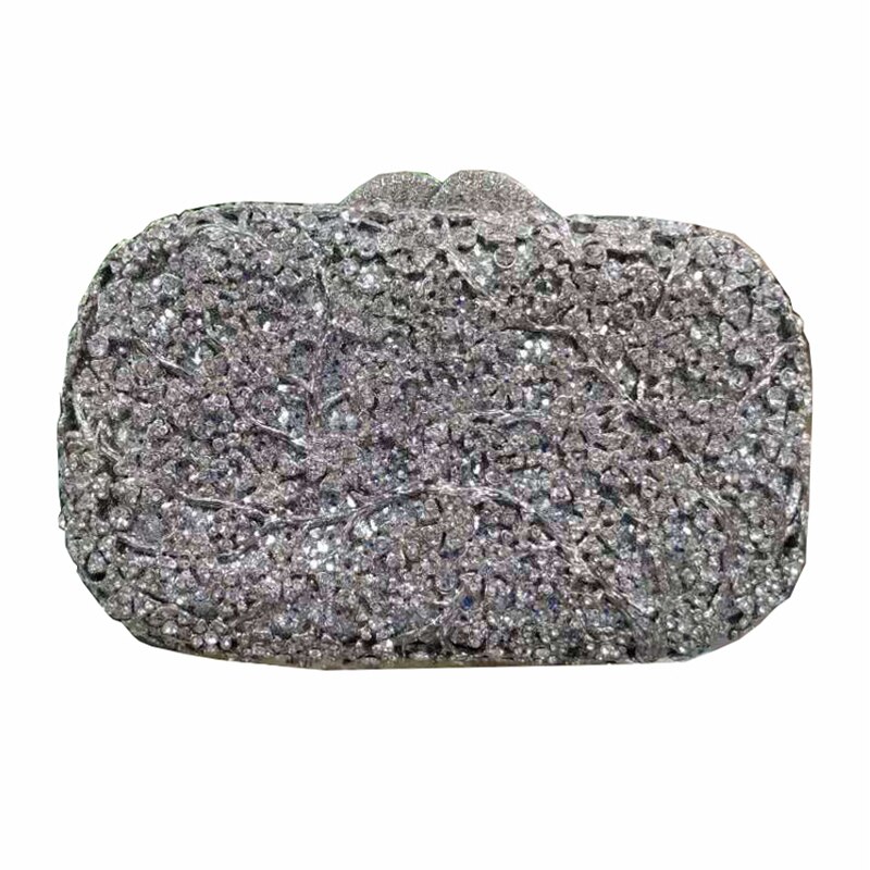 Braut-clutch mit goldenen kristallen, elegante damen-abendtasche aus metall: Default Title