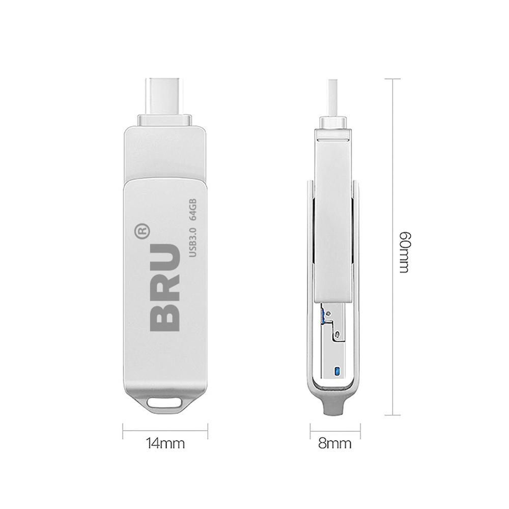 Unidad Flash BRU 3 en 1 Usb Otg 3,0 para unidad de Memoria Usb de alta velocidad tipo c Android Usb 16gb 32gb 64gb 128gb 256gb Pendrive