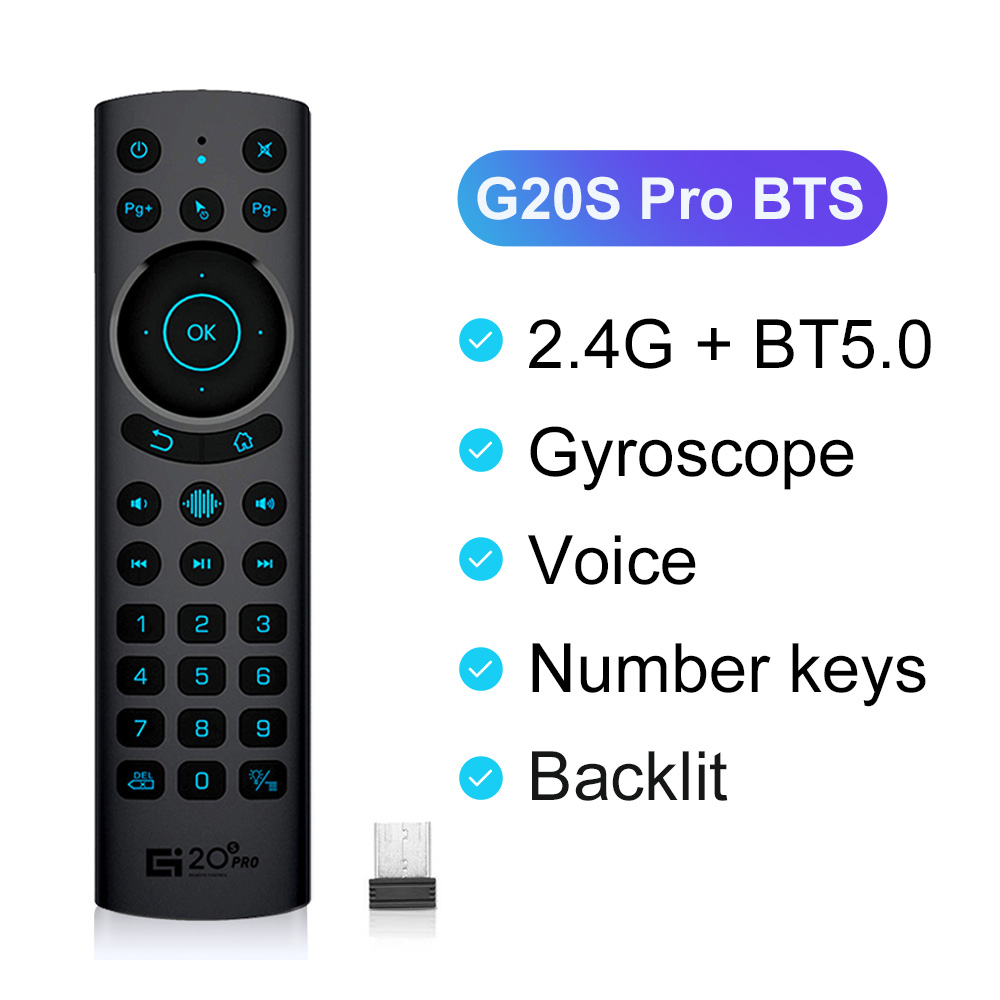 G20S PRO BT 2.4G Remote Control Backlit Air Mouse Gyroscope IR Learning Voice Assistant for Google Certificated Android TV BOX: G20S PRO BT