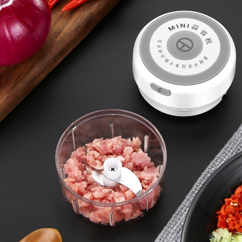 Elektrische Keuken Chopper Knoflook Stamper Vleesmolen Mini Voedsel Knoflook Groente Chili Chopper Crusher Oplaadbare Keukenmachine