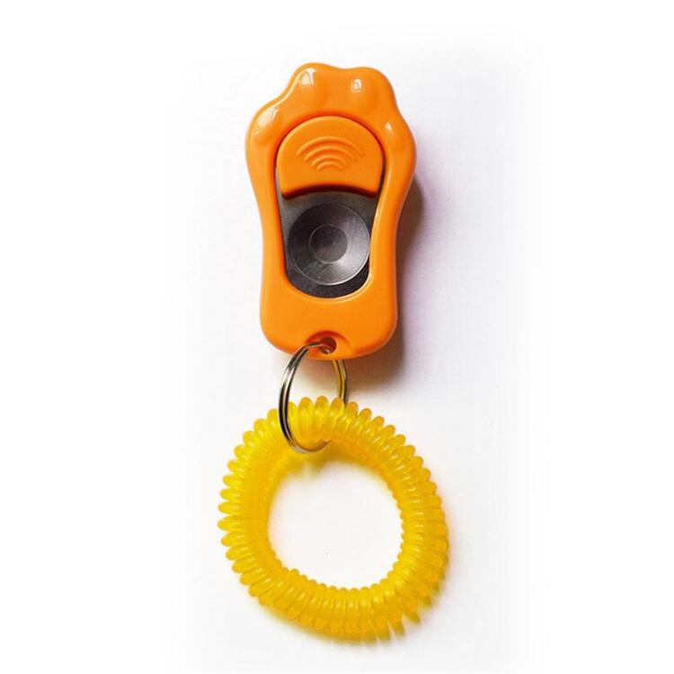 1pc Paw Shape Pet Dog Training Clicker Toys Cat Puppy Button Click Trainer Obedience Aid Wrist ABS 5 colors: Orange