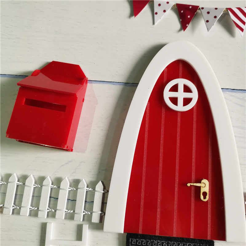 Hand Made Red Arch Fairy door great for Kid miniature Christmas ELF tooth fairy door Set Dust Welcome Mat Feet Printer