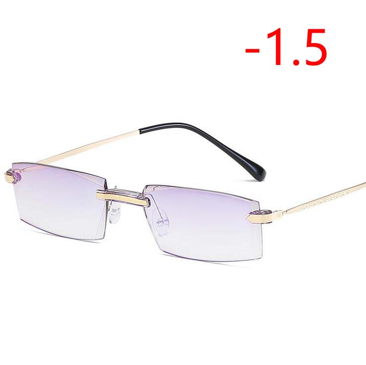 High-grade Coating Frameless Finished Myopia Glasses Women Anti-blue Light Prescription Eyeglasses -1 -1.5 -2 -2.5 -3 -3.5 -4.0: Myopia 150