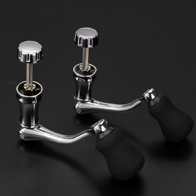 Spinning Reel Handle Metal Fishing Spinning Reel Crank Handle Replacement Part with Plastic Rotatable Grip Knob