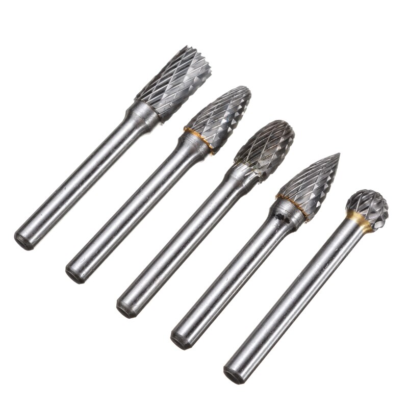 5 kpl volframikarbidihiontapora pyörivä poranterä viilaa 6mm varsi metallin poistoon sorvaus kiillotus esielektrinen pneumaattinen