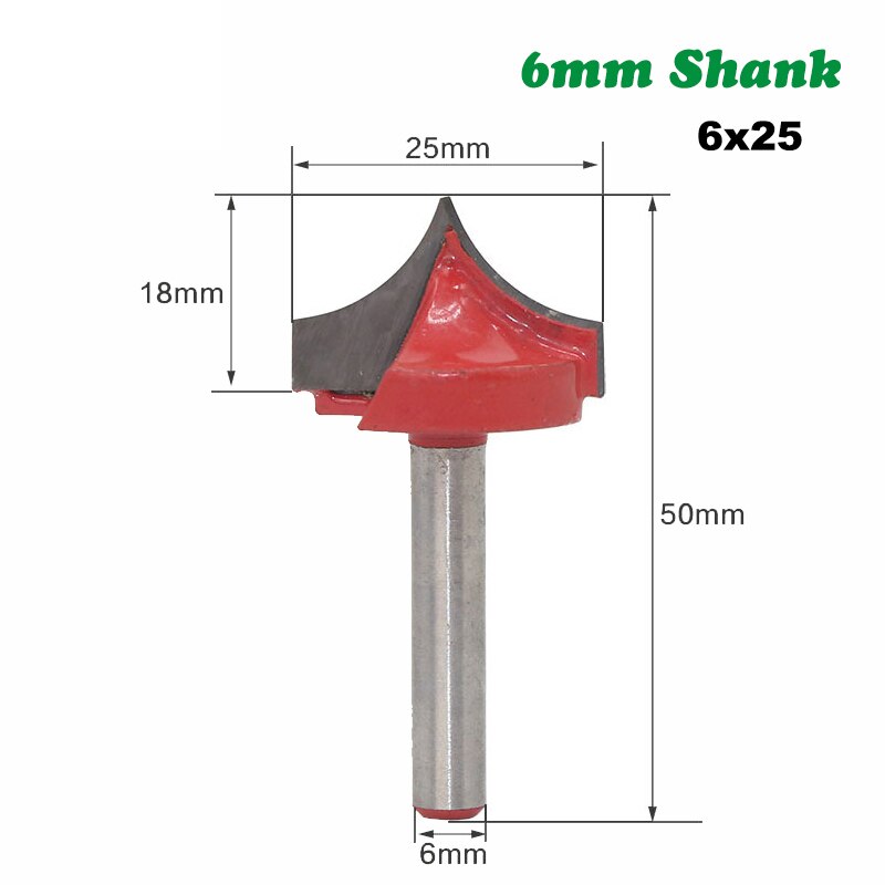 1pc 6mm skaft fräsar träsnideri trä cnc runda nos bits rund spets skär bit shaker vass fräs solid hårdmetall verktyg: 08