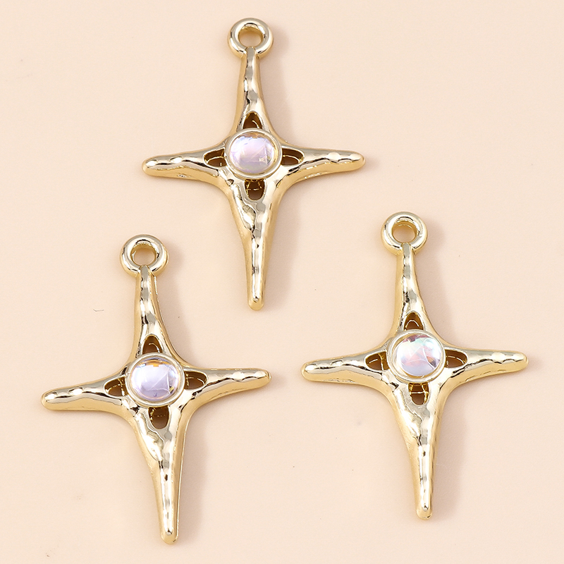 Leslie 5 Stuks Prachtige Gouden Zilveren Kleur Kristal Halve Maan Sterren Bedels Voor Oorbellen Armband Ketting Diy Sieraden Hangers: Rose Goud Kleur