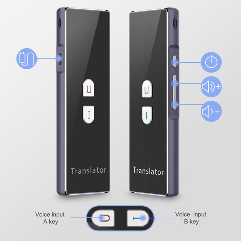 Traductor inteligente T6 Bluetooth 2,4G, dispositivo de traducción en varios idiomas en tiempo Real, batería recargable incorporada de baja potencia