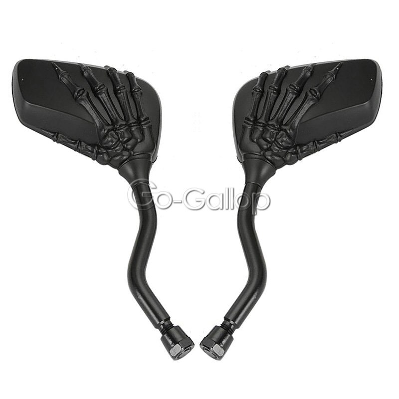 Schedelachteruitkijkspiegels voor honda vt shadow ace classic 500 700 750 1100 vtx 1300/  kawasaki vulcan  vn 800 900 1500 1600 cruisers: Zwart